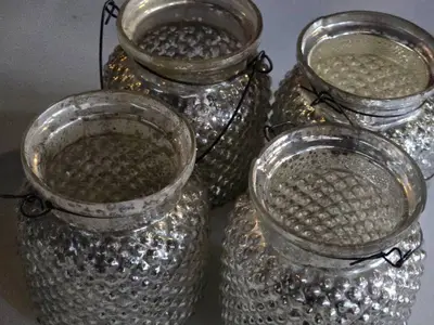 Lot of (4) Brooklyn Mercury Hobnail Hanging Jar 4" x 4 1/2"