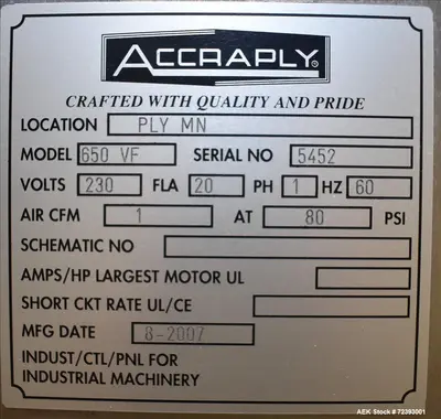 Used ACCRAPLY 650VF Labelers Illinois US | Aaron Equipment #87189