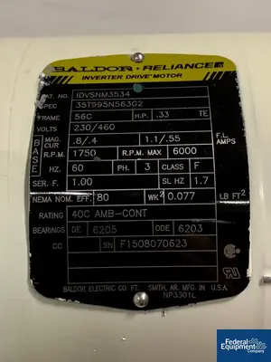 USED Powder Systems Limited 0.03 Sq Meter PSL MicroSphere Refiner, 316L S/S