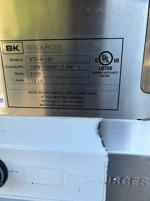 148-0007 BK Resources STE-4-120 Gas Steam Table