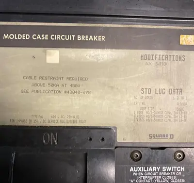 Used SQUARE D MHL366001212 Miscellaneous Equipment (Electrical & Power) | Surplus Asset Holdings #1203459