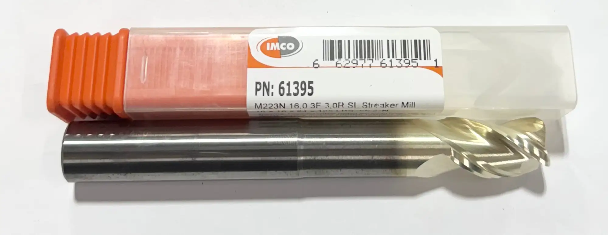 IMCO 16mm 3-Flute Carbide End Mill, ZrN Coated, 3mm Radius, 125mm Long