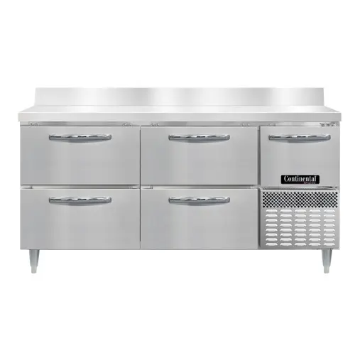 Continental DRA68NSSBS-D 68" Worktop Refrigerator W/ (3) Sections, 115v