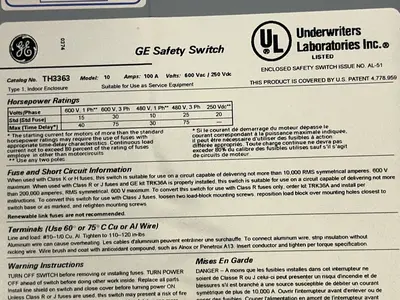 Used GENERAL ELECTRIC TH3363 Disconnects Ohio US | HGR 24 #1419546