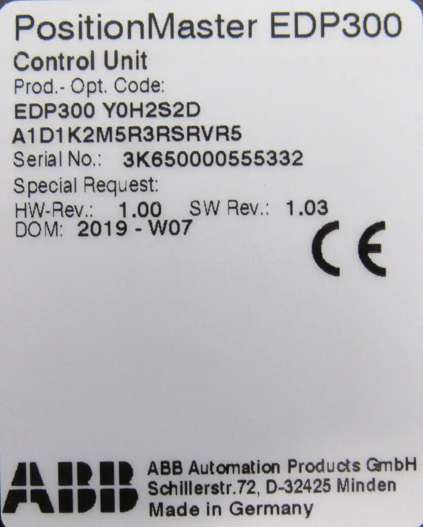 NEW ABB EDP300 POSITIONER CONTROL UNIT A1D1K2M5R3RSRVR5