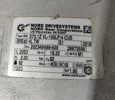Used NORD SK100LP/4 CUS BRE40 HL TW Gearmotors Kentucky US | Edwards Industrial Repair #1321358