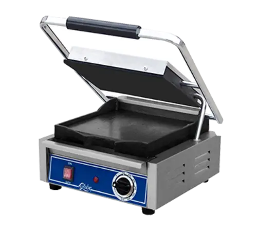 Globe GSG10 Single Commercial Panini Press w/ Cast Iron Smooth Plates, 120v