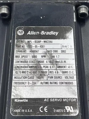 Used ALLEN-BRADLEY ALLEN-BRADLEY MPL-B330P-MK22AA SER A, MICRON UT075-007-0 Servo Motors | ND Industrial Surplus #1216168
