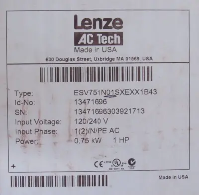 NEW LENZE 13471696 DRIVE INVERTER ESV751N01SXEXX1B43