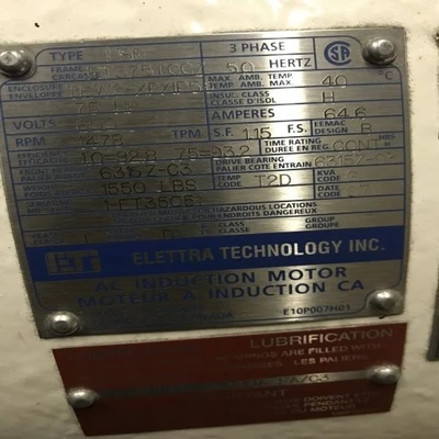 75 hp TEWC Electric Motor