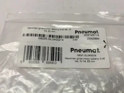 USED NUOVA FIMA RADIAL GLYCERINE MANOMETER 0-40 BAR, G 1/4, 63 MM
