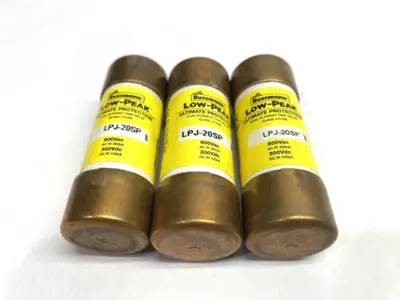 USED BUSSMANN LOW-PEAK TIME DELAY DUAL ELEMENT FUSE CLASS J 20A LOT OF 3