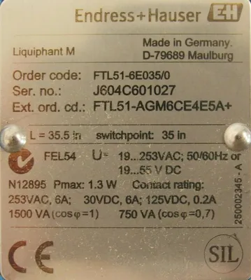 NEW ENDRESS HAUSER FTL51-6E035/0 LEVEL SWITCH FTL516E0350 FTL51-AGM6CE4E5A+