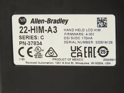 Allen Bradley 22-HIM-A3 Handheld LCD HIM Drive Keypad Control PN-37834