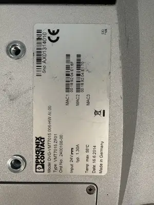 PHOENIX CONTACT DVG-VMT7015 006-HW AN.00 VMT7015ZF01 HMI Panel 24VDC (BIN-1.2.5)