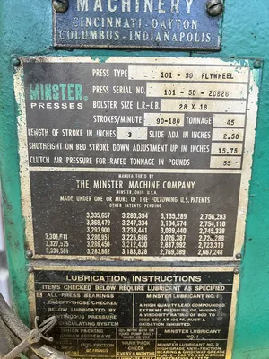 USED 1975 MINSTER MINSTER 101-5D PRESS