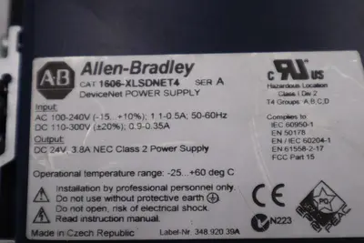 ALLEN BRADLEY 1606-XLSDNET4 AB SER. A 100-240VAC 0.9-0.35A STOCK L-733-A