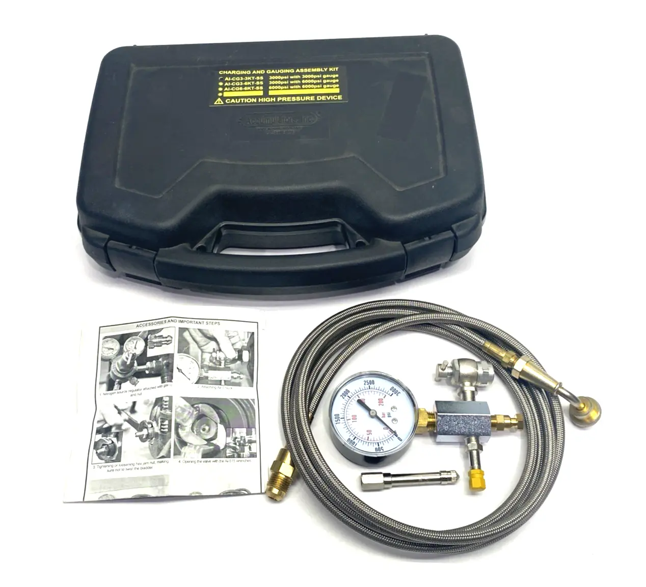 New | in-Stock Accumulators Inc Charging & Gauging Assembly Kit 3000psi SS Hose Measurement Kits Michigan US | Maverick Industrial Sales #1424653