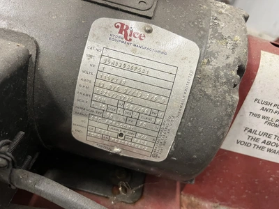 Used RICE HOSE AND NOZZLE TESTER Hydrostatic Pipe Testers Michigan US | Miedema Asset Management Group #1468128
