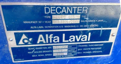 Alfa-Laval ALDEC 506 decanter centrifuge, 316SS.