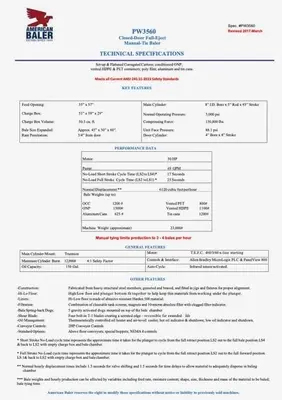 USED 2014 AMERICA BALER PW-3560     8"  CYLINDER