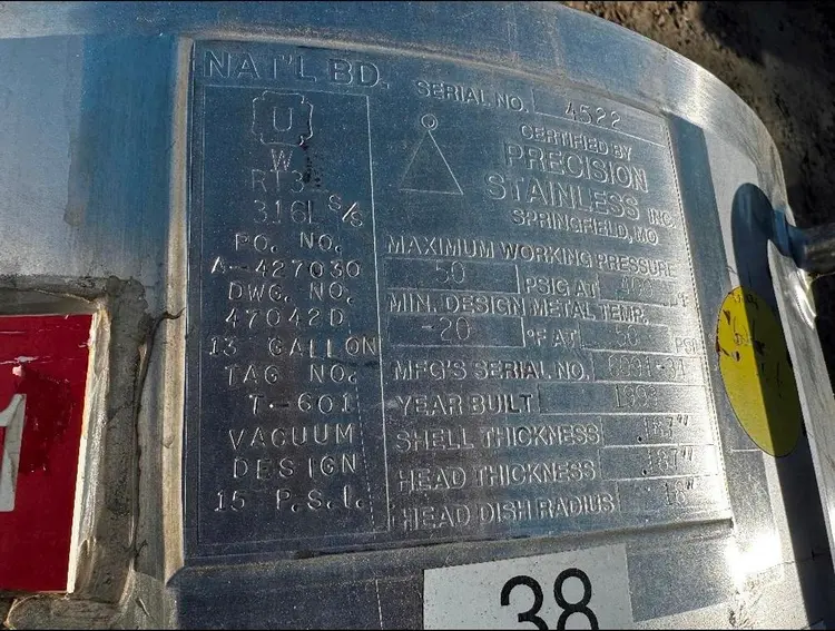 Used 1993 PRECISION STAINLESS T-601 Stainless Steel Tanks California US | Machinery & Equipment #170468