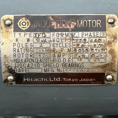 Used Hitachi TFO A.C. Motors California US | Davliegogo LLC #1706804