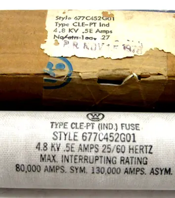 NEW WESTINGHOUSE CLE-PT FUSE 4.8KV .5EAMPS CLEPT