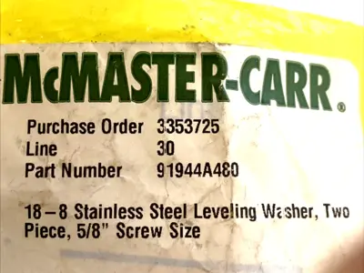 NEW MCMASTER-CARR SPHERICAL WASHERS 5/8" 18-8 STAINLESS LOT 0F 2