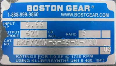 NEW BOSTON GEAR HRF721V-5-B5-H-P20 GEAR REDUCER 5:1 HRF721V5B5HP20