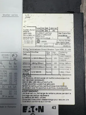 Used EATON NZMN2-A250-NA Misc Electrical & Power Parts South Carolina US | ESS Industrial Equipment Sales #1309596