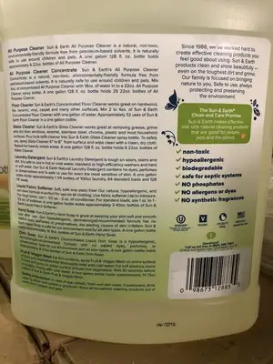 2 Gallons Sun & Earth All Natural Fruit and Veggie/Vegetable Wash/Soap/Cleaner