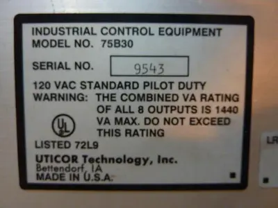 USED INDUSTRIAL CONTROL EQUIP 75B30