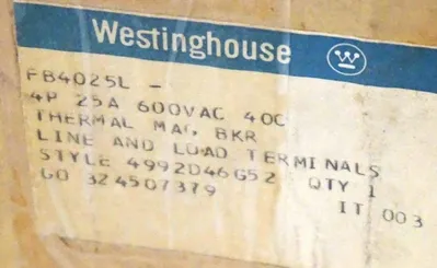 NEW WESTINGHOUSE FB4025L CIRCUIT BREAKER