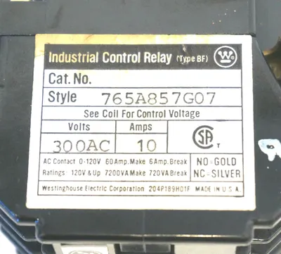 NEW WESTINGHOUSE 765A857G07 CONTROL RELAY