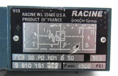 NEW BOSCH RACINE 9-810-161-162 RELIEF VALVE 9810161162