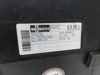 Busch SV 1040 C 00 Rotary Vane Vacuum Pump 120mbar 48m³/h 1.6Hp 200-277/480V 3PH