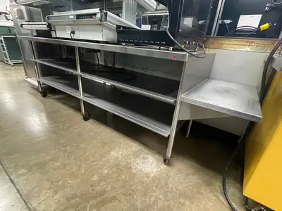 Used Falcon Restaurant Supply Used 108" Stainless Steel Heated Top Table with Casters Steam Tables (Food) Illinois US | Falcon Restaurant Supply #1375180