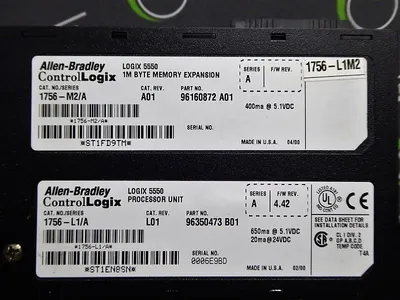 Allen Bradley 1756-L1/A ControlLogix Processor w/ 1756-M2/A Rev. L01 A01 Used