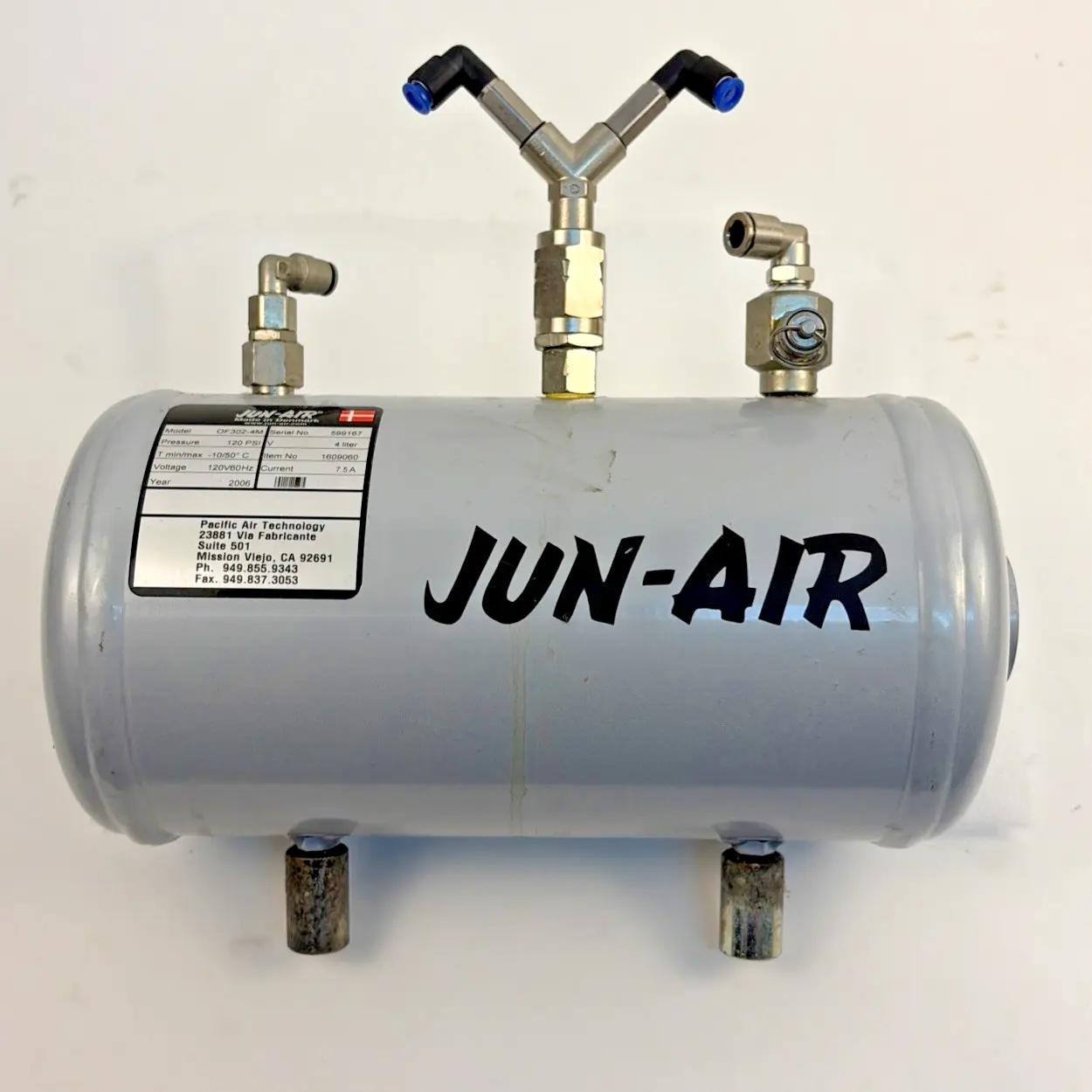 Jun-Air 25L Steel Air Receiver Tank Internally Powder Coated for OF302 Series