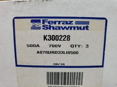 Ferraz Shawmut K300228 (A070URD33LI500) 500A 700VAC Fuse, Lot Of 3. 4D-26