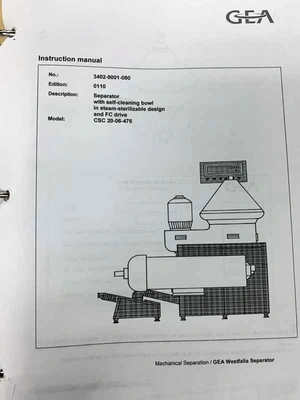 Westfalia CSC 20-06-476 hydro-hermetic clarifier skid.