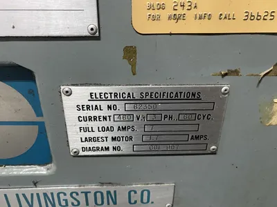 USED 1986 Gallmeyer & Livingston 62, NEW 1986, POWER TABLE & POWER WORKHEAD