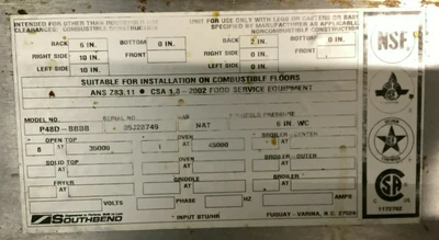 152-0078 Southbend 8-Burner P48D-BBBB Stove and Oven