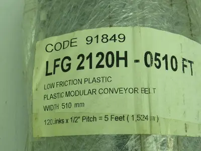 System Plast LFG 2120H-0510 FT Flat Top Modular Plastic Conveyor Belt 20" x 5'