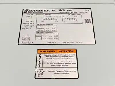 New | in-Stock Jefferson Electric Encapsulated Dry Type Transformer 1-Phase 7.5kVA Distribution Transformers Michigan US | Maverick Industrial Sales #1398084