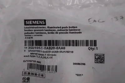 NEW SIEMENS Button Operation Head 3SU1051-0AB20-0AA0 STK H1617A