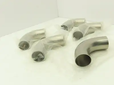 G2WC200H 2" OD Butt Weld Vacuum Tube 90° Radius Elbow SS A= 4.06" B= 3" Lot of 5