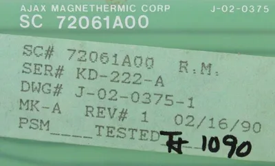 NEW AJAX MAGNETHERMIC SC-72061A00 CIRCUIT BOARD SC72061A00 J-02-0375-1