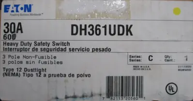 NEW EATON DH361UDK HEAVY DUTY SAFETY SWITCH 30A